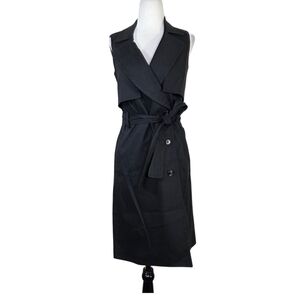 Halston Heritage Linen Sleeveless Mid length Trench Dress